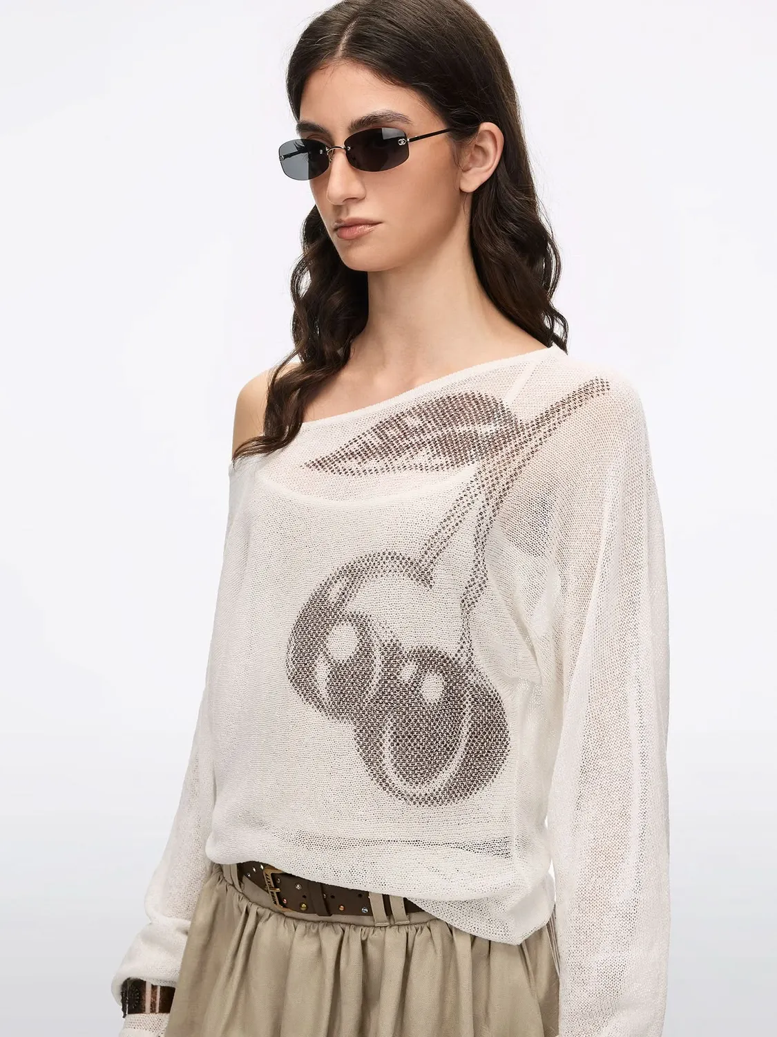 Miss Sixty Layered Logo Knit Top strikbluse offwhite