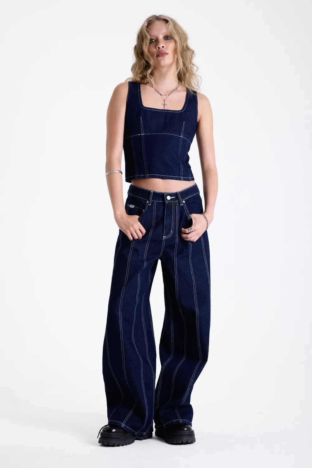 THE RAGGED PRIEST Cycle Rinse Wash relaxed jeans mørk indigo