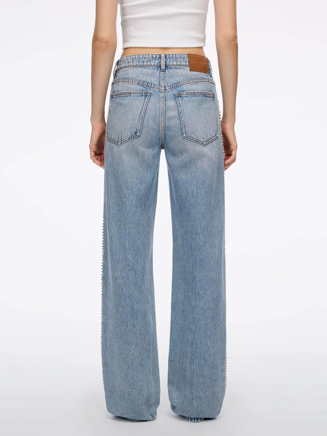 Miss Sixty Pearl Rhinestone jeans light blue straight