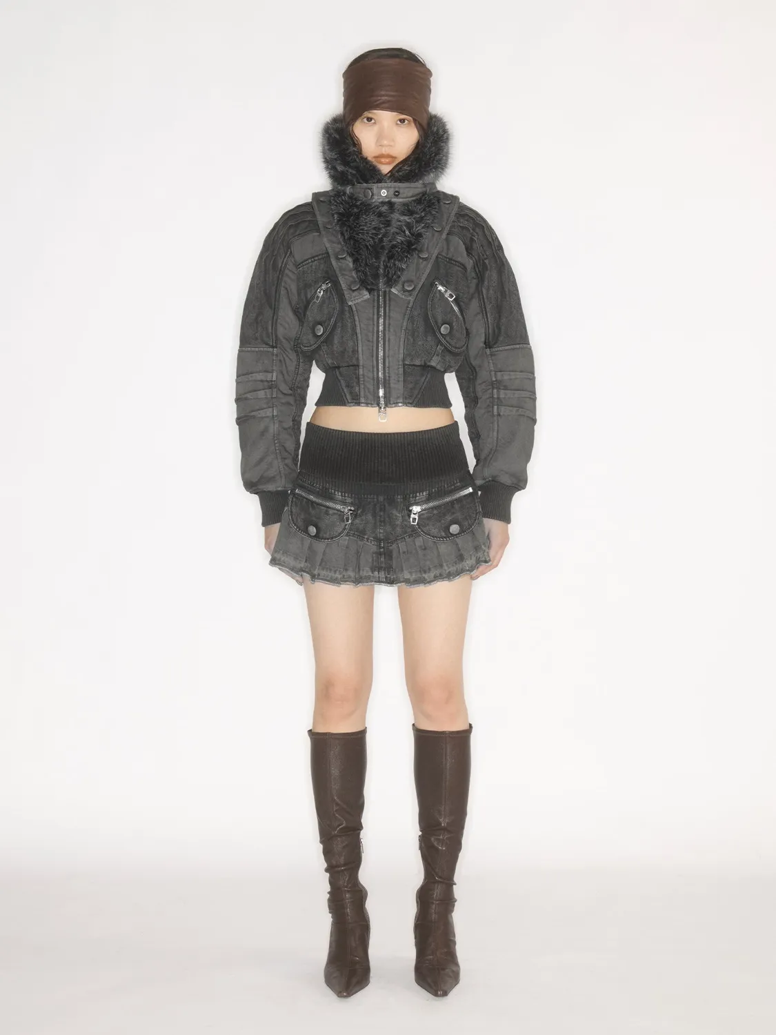 Miss Sixty Lapel Collar jakke sort vatteret