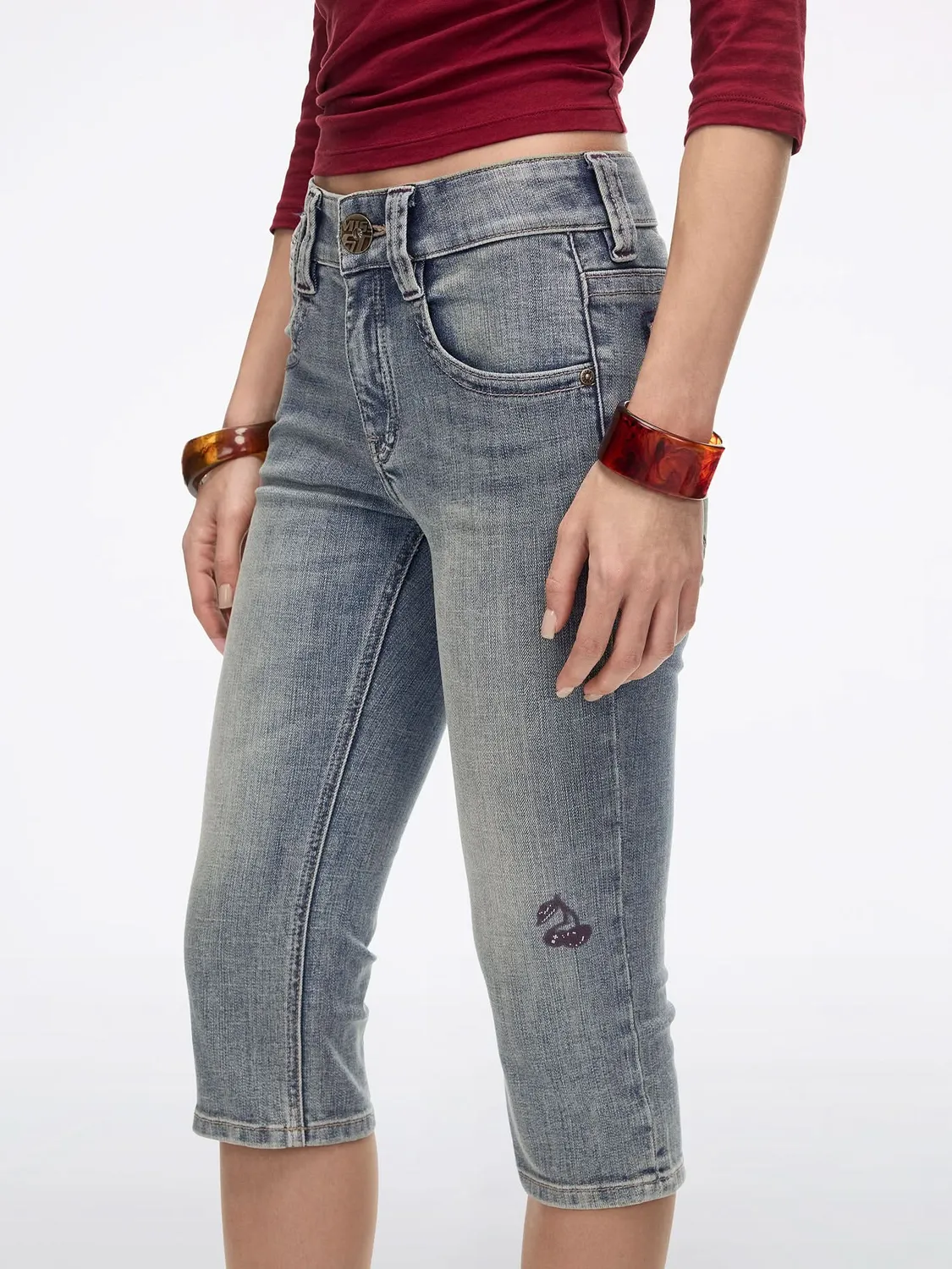 Miss Sixty capri jeans blå knælængde cherry