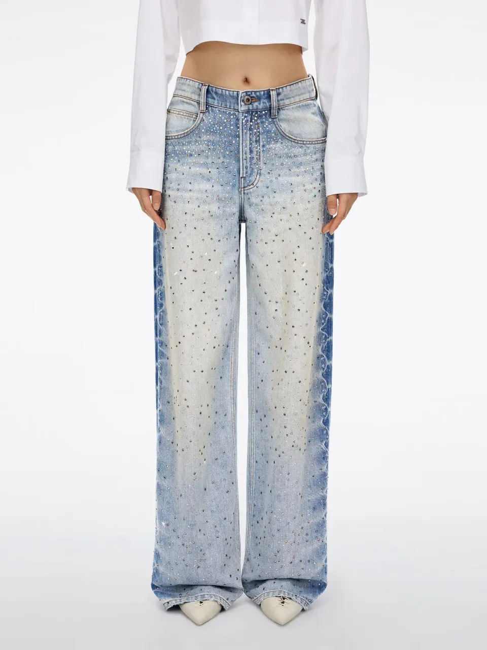 Miss Sixty Atelier Rhinestone Wavy Straight jeans retroblå