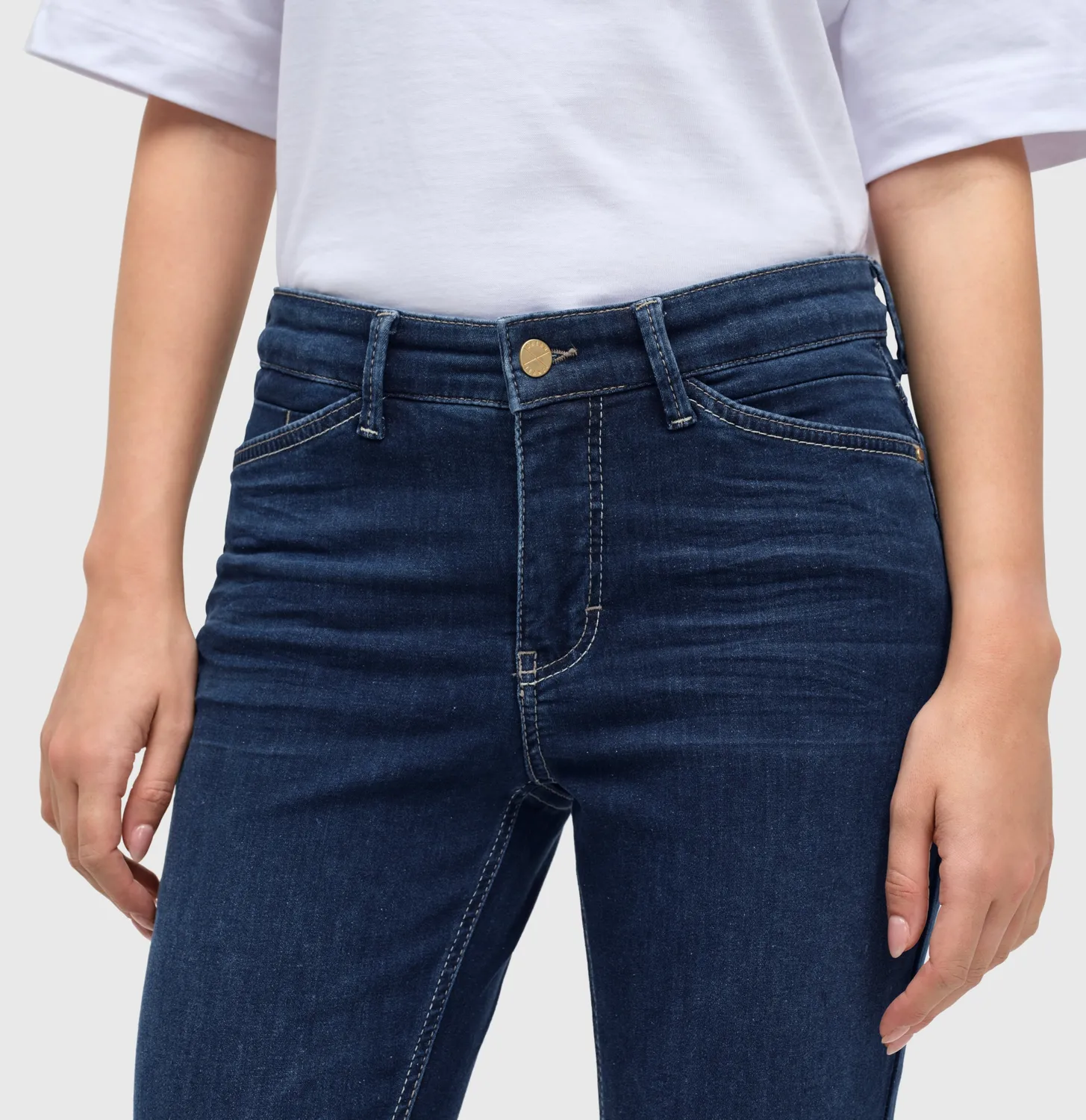 MAC Dream Chic jeans mørkeblå slim fit cropped