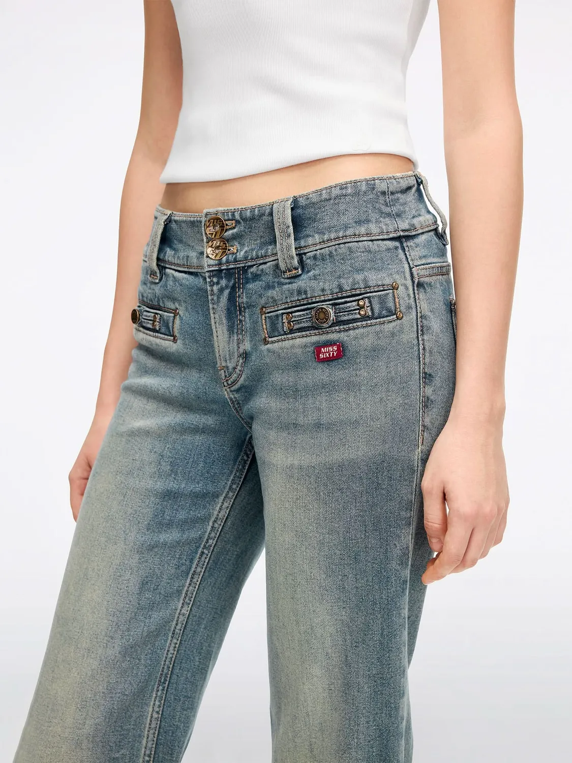 Miss Sixty Flare Jeans vintage mørkeblå stretch