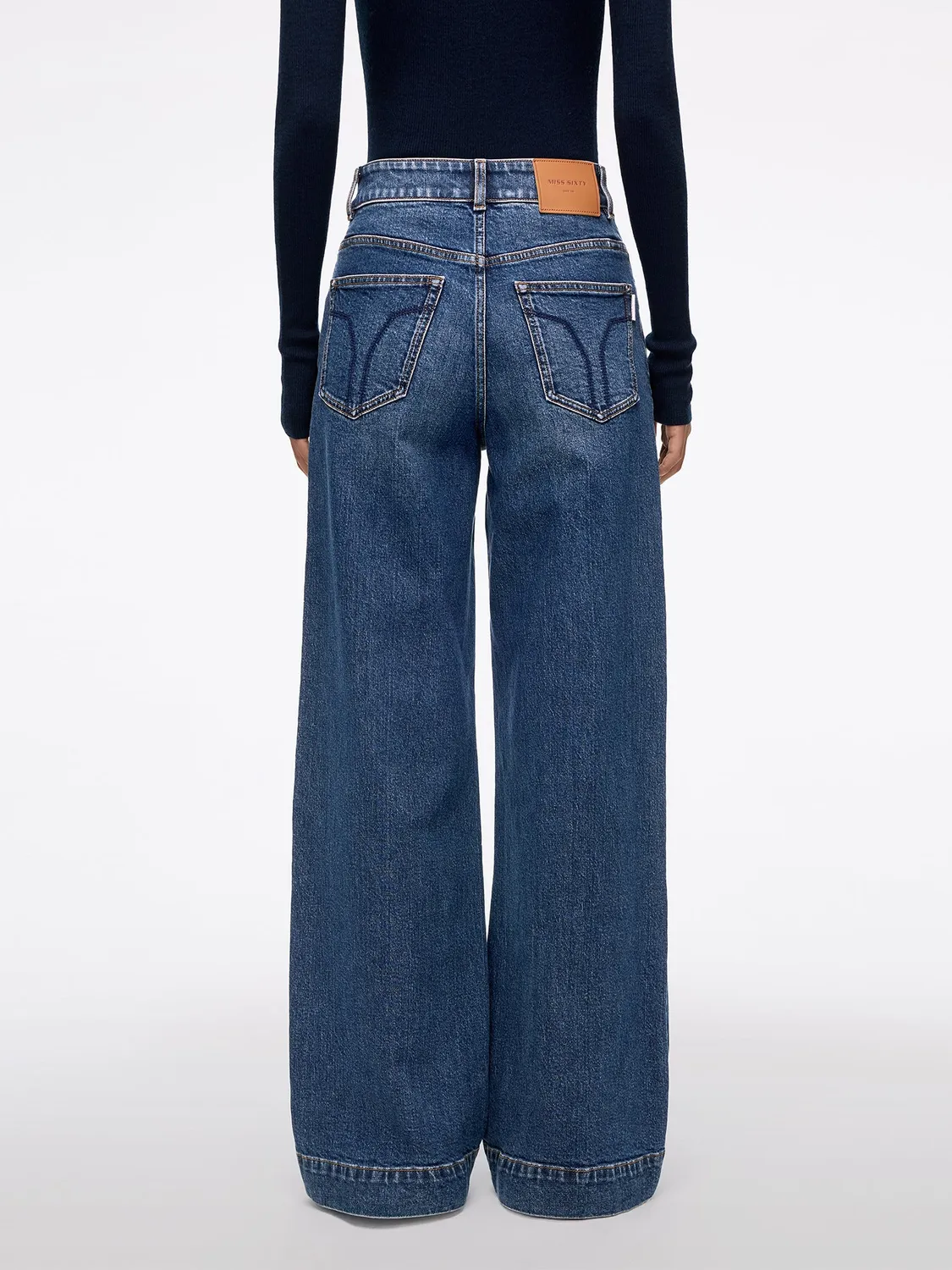 Miss Sixty Wide-Leg jeans mørkeblå løs