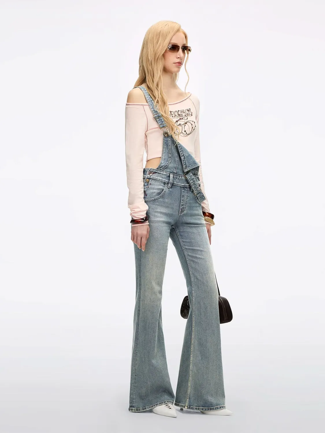 Miss Sixty Multi-Button denim jumpsuit vintage dark blue stretch