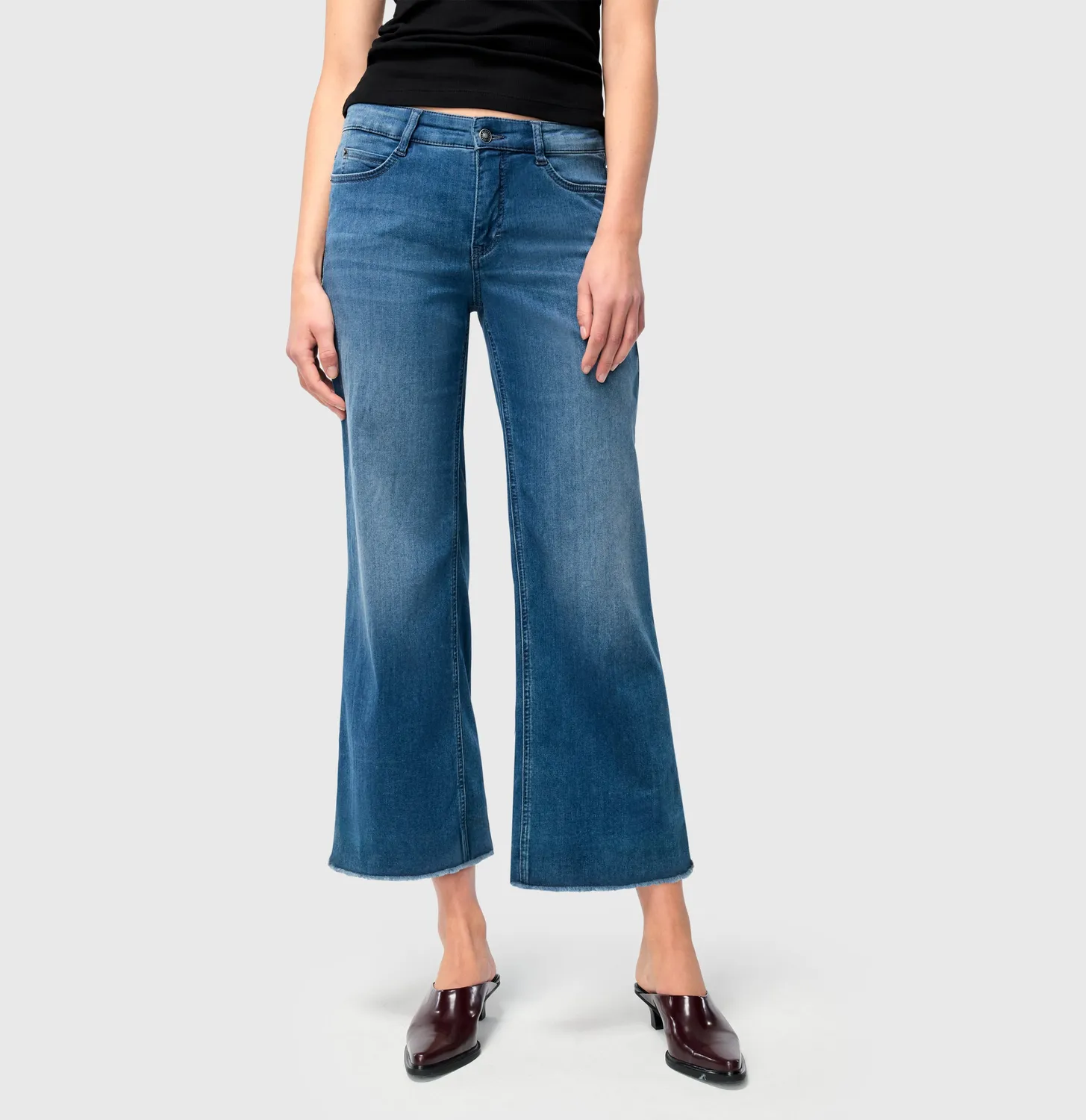 MAC Dream Wide cropped jeans mellemblå wide fit
