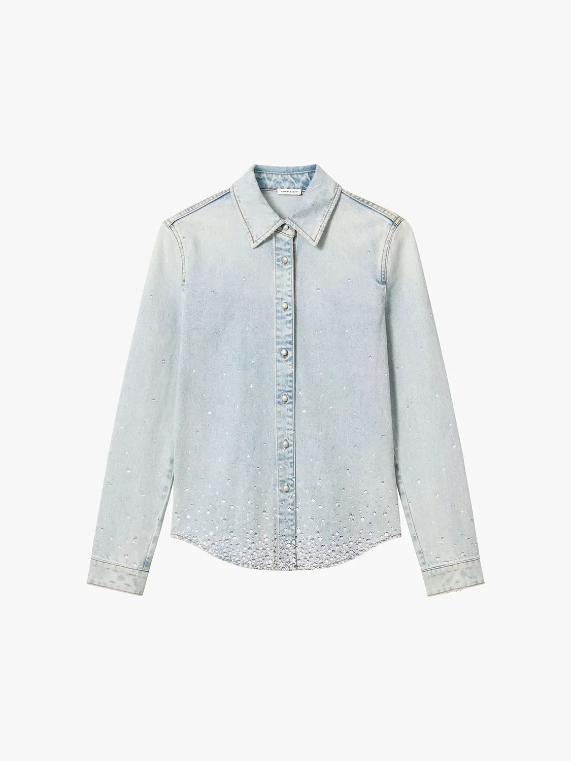 Miss Sixty Rhinestone Denim Skjorte Lyseblå med Rhinsten