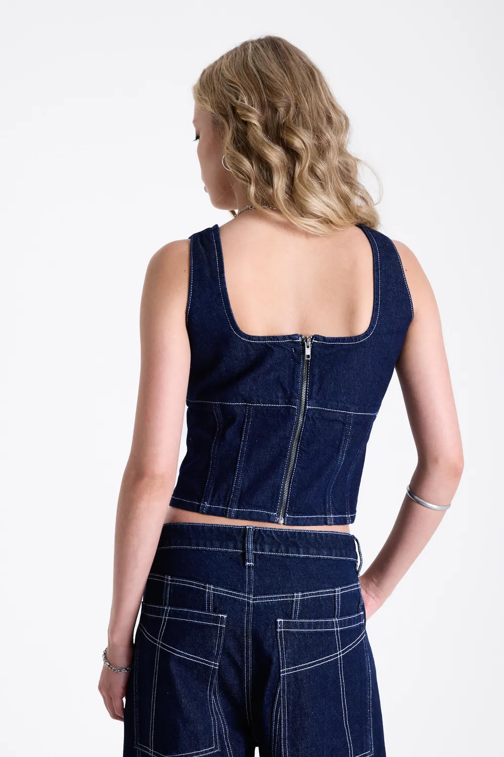 The Ragged Priest Soak Rinse denim korset top 10 mørk indigo