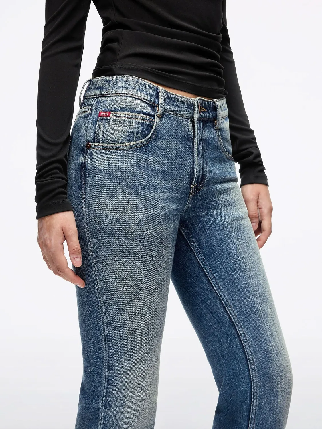 Miss Sixty Distressed Flare jeans mellemblå slid