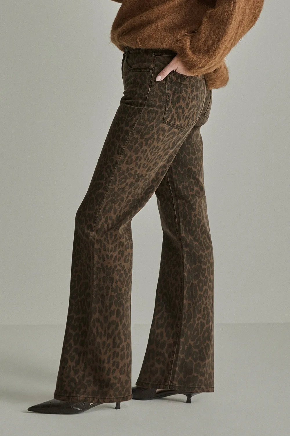 Para Mi Eve bukser Animal Brown high waist wide