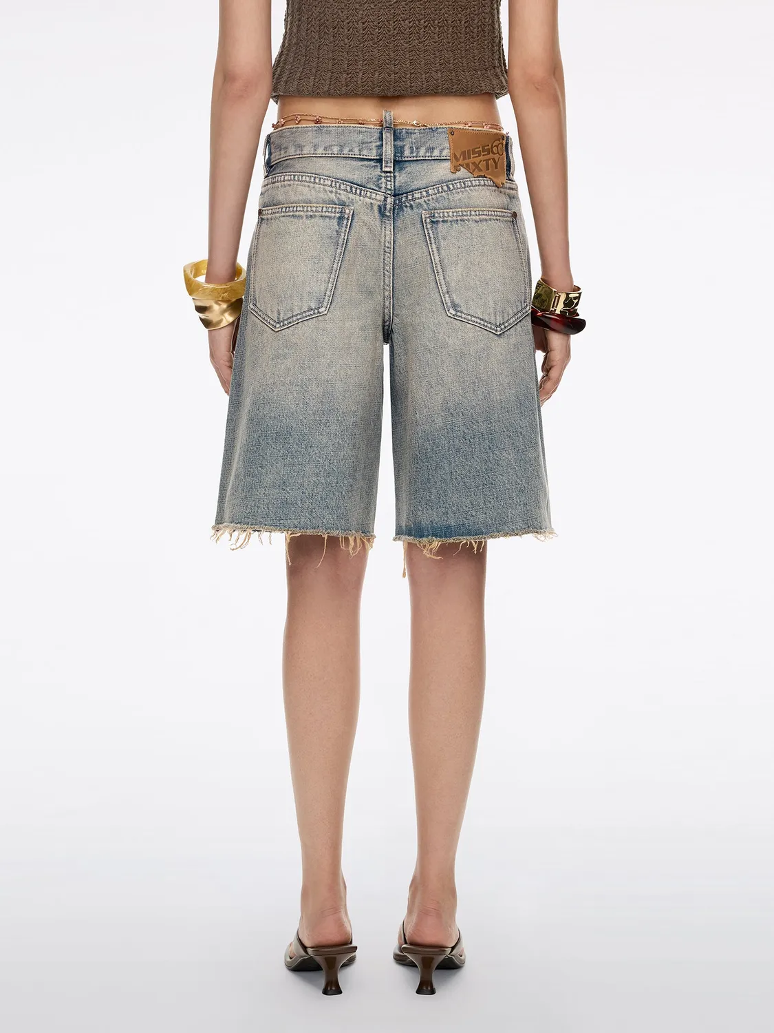 Miss Sixty denim shorts middle blue vintage kæde