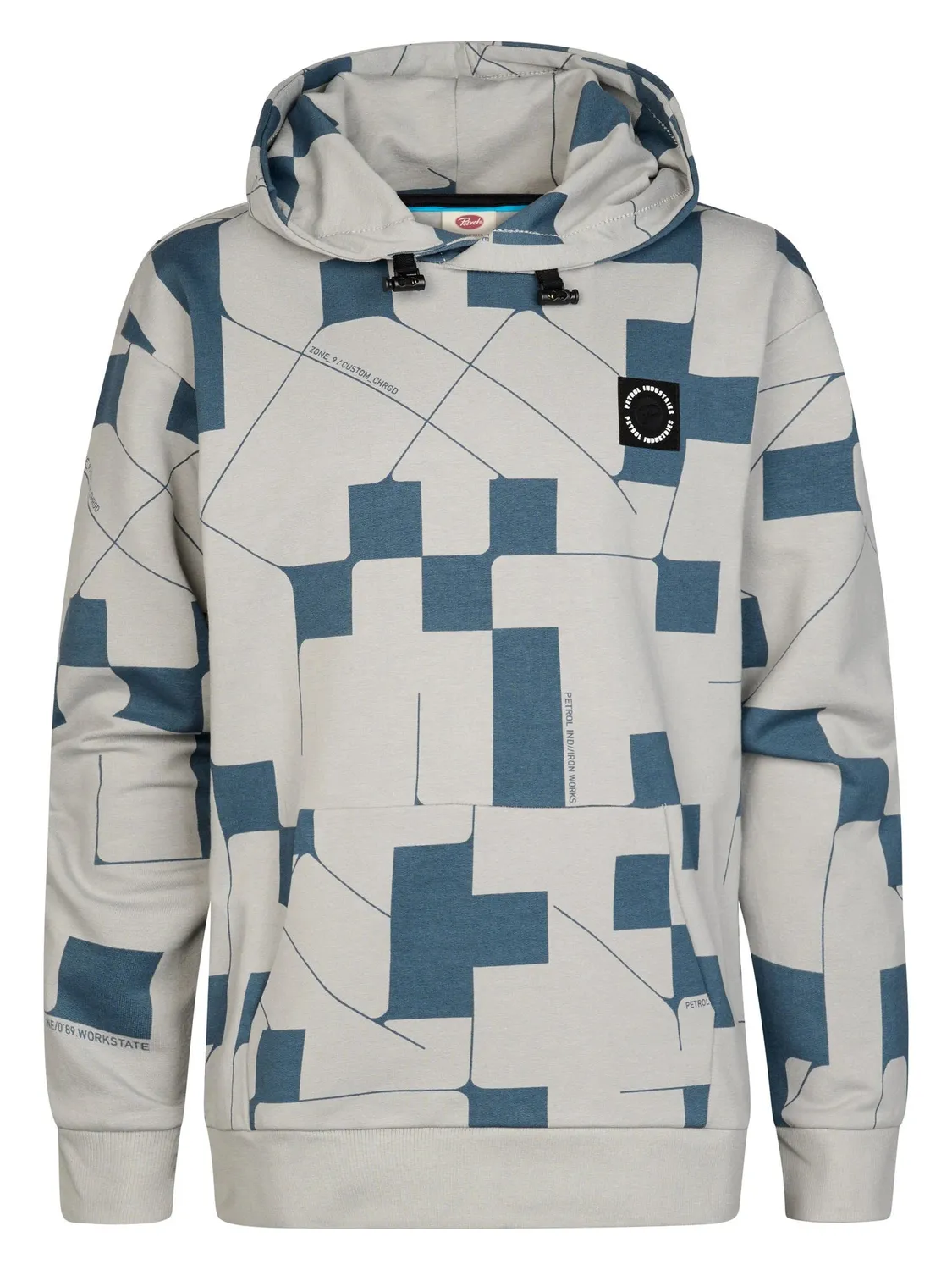 Petrol Industries hoodie ice grey – geometrisk print drenge