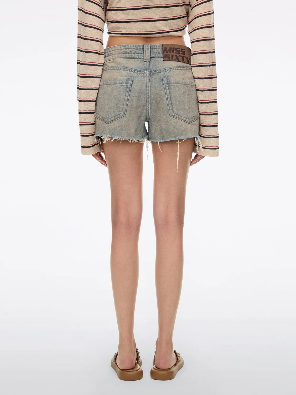 Miss Sixty Lace-up shorts blå bindebånd flosset