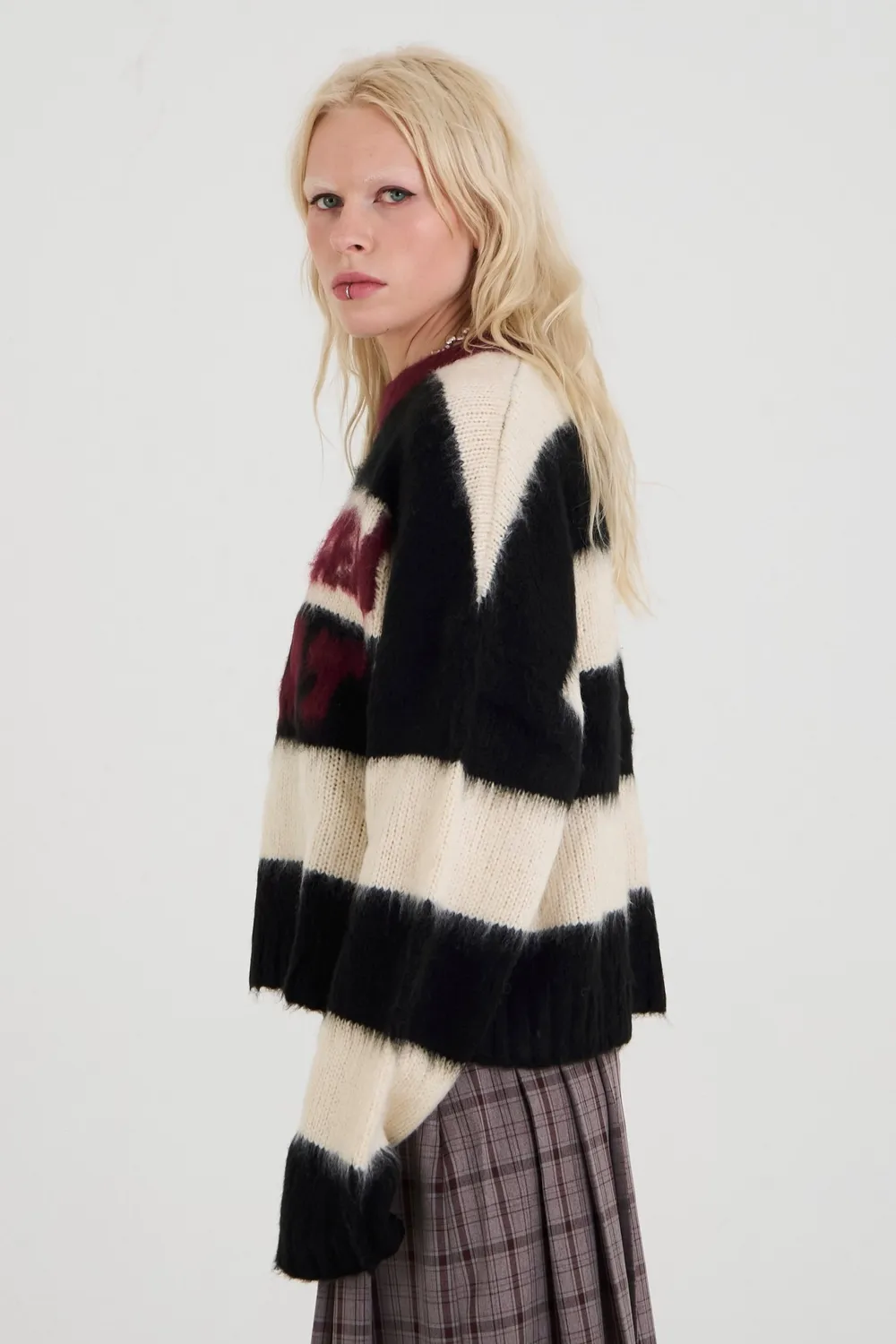 THE RAGGED PRIEST Tragic strik stribet fluffy oversize