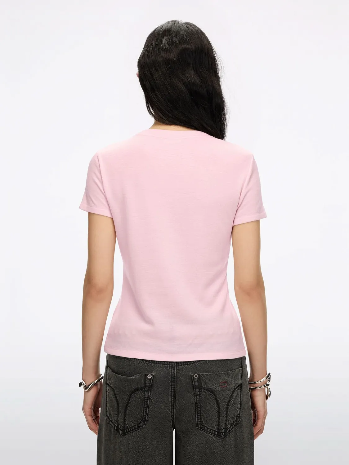 Miss Sixty T-shirt baby pink perler fitted