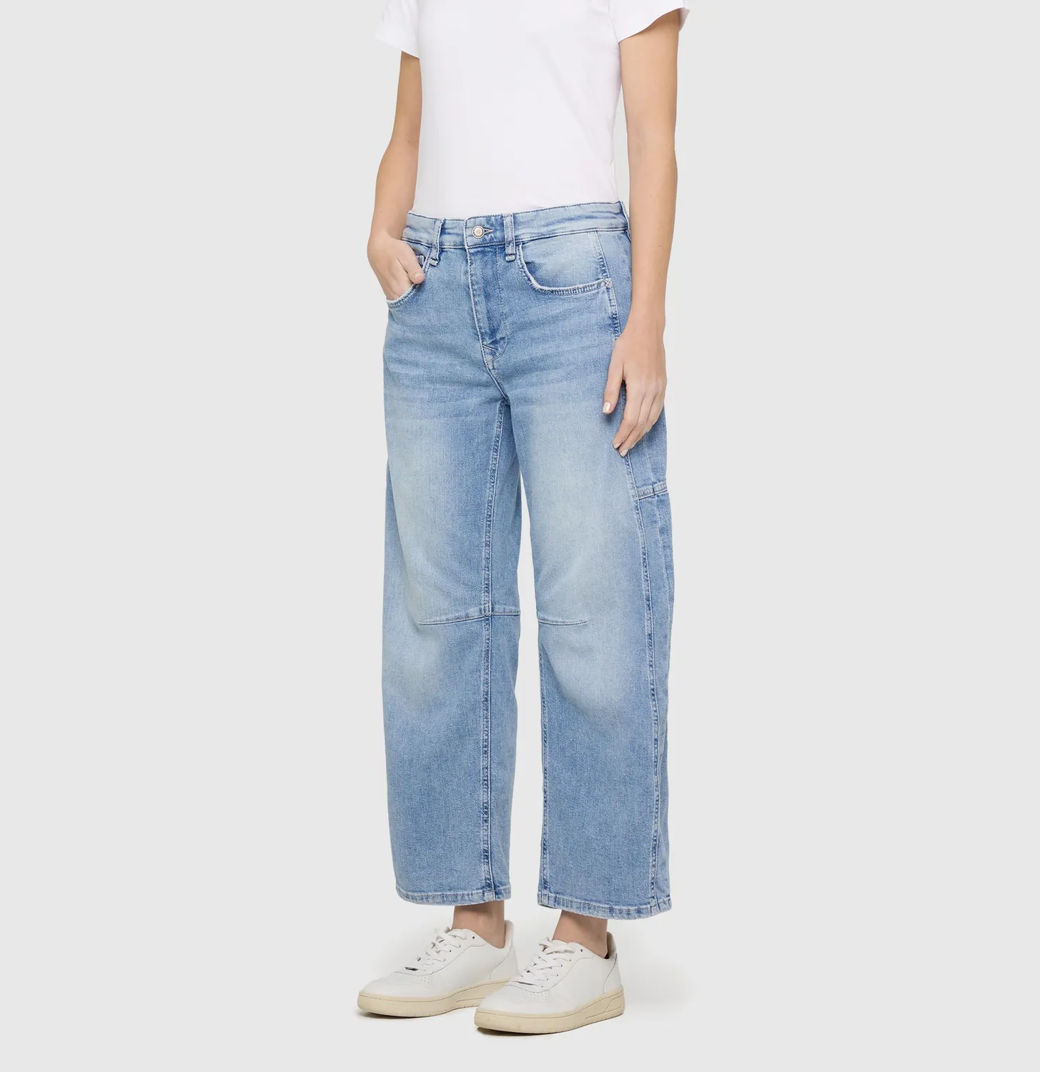 MAC Ohio Barrel jeans mellemblå løs