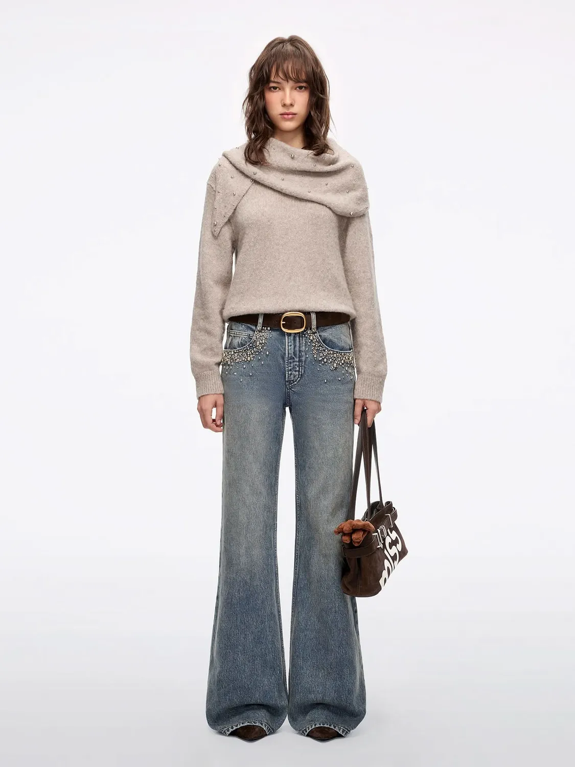 Miss Sixty Beaded Flare Jeans blå perler