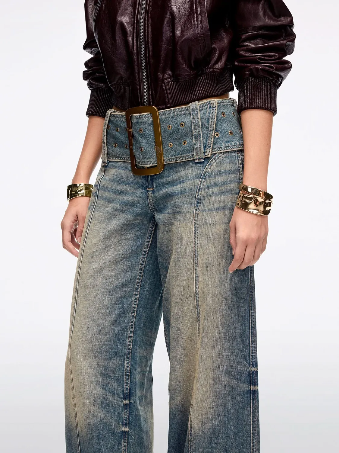 Miss Sixty Wide-Leg jeans mellemblå bælte