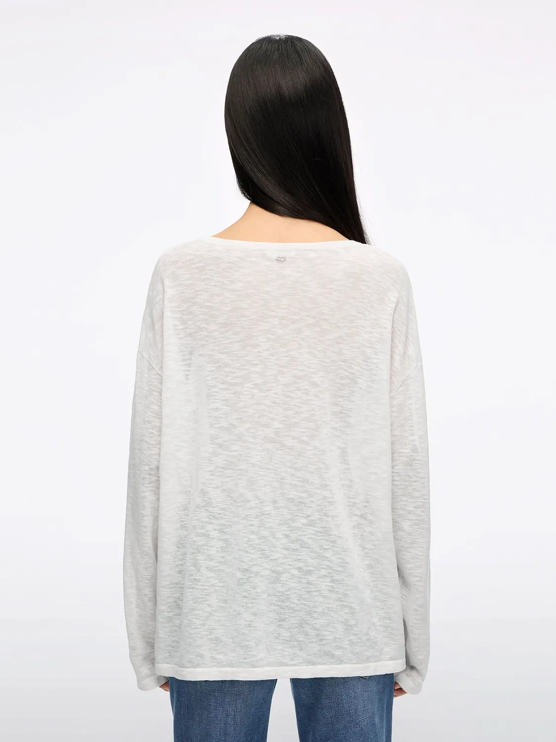 Miss Sixty Kiss Me Logo Knit strik top hvid/sort løs hørblanding