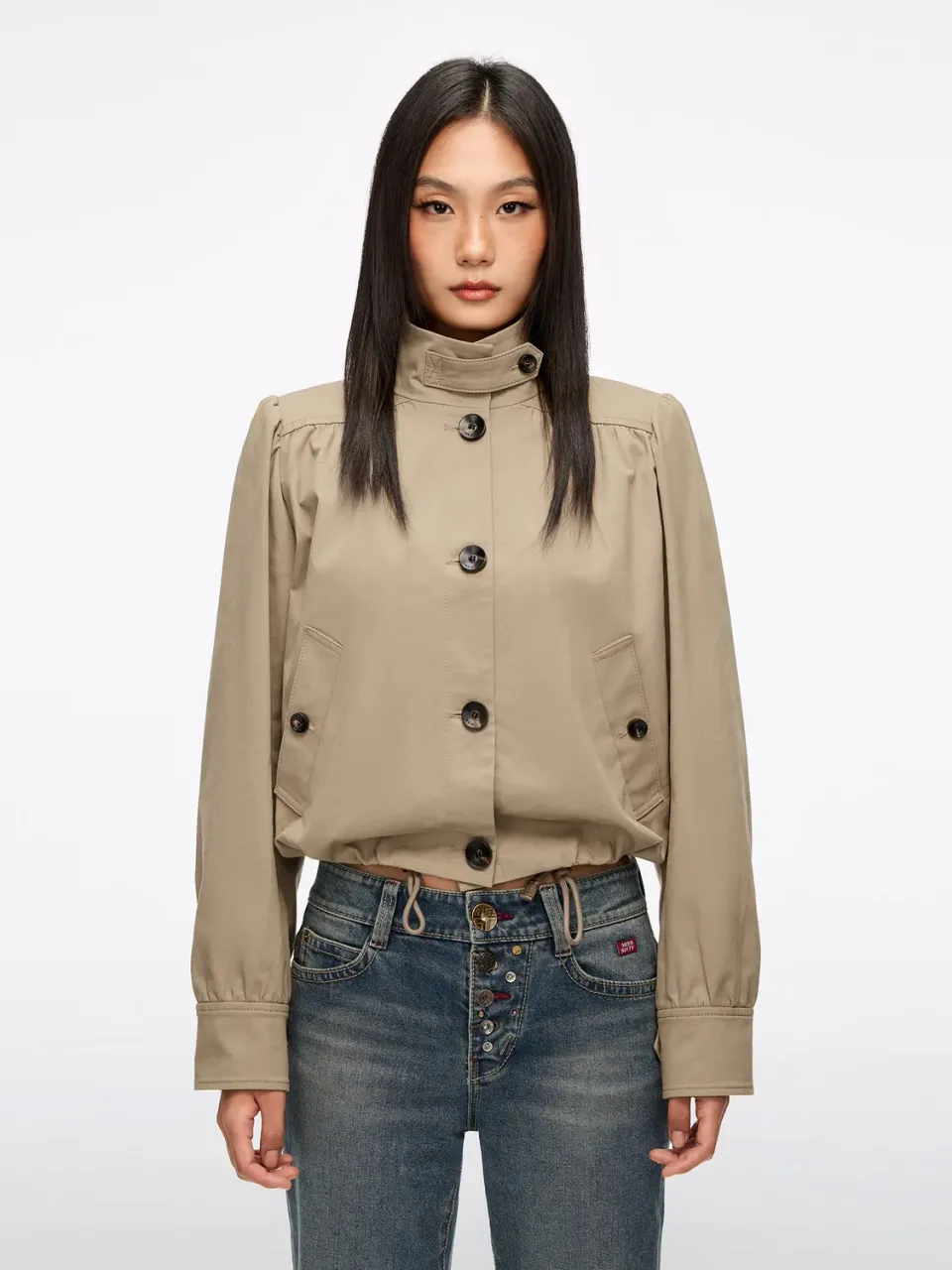 Miss Sixty trench jakke kaki cropped talje
