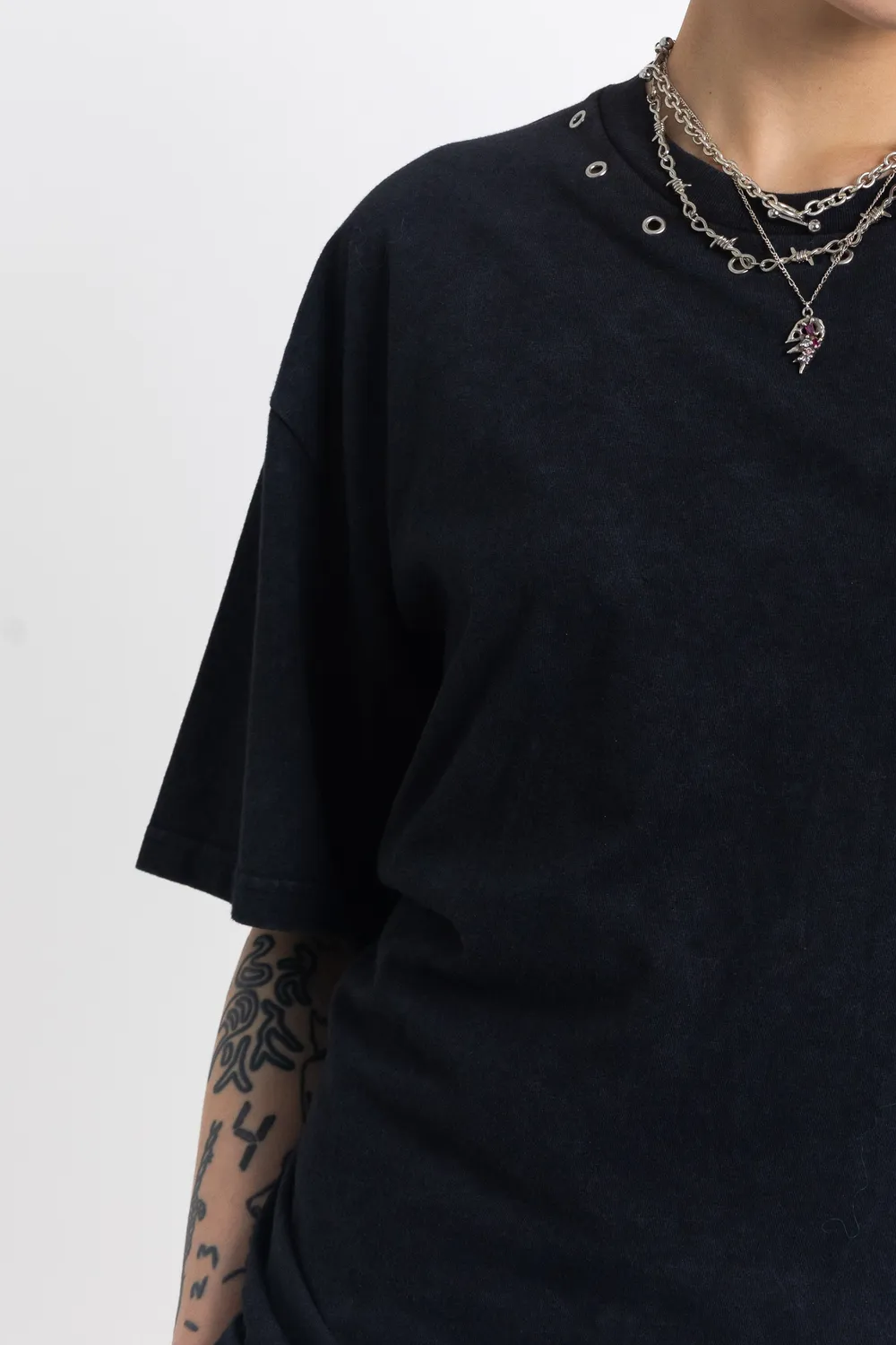 The Ragged Priest Window Oversized Open Back T-shirt sort