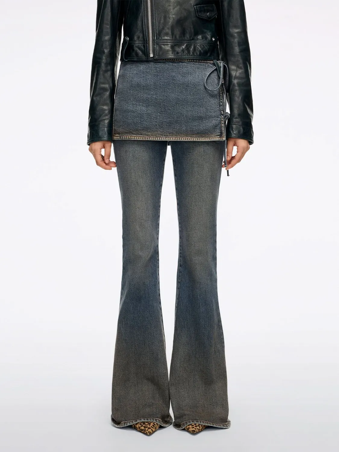 Miss Sixty Layered Flare jeans mellemblå lagdelt