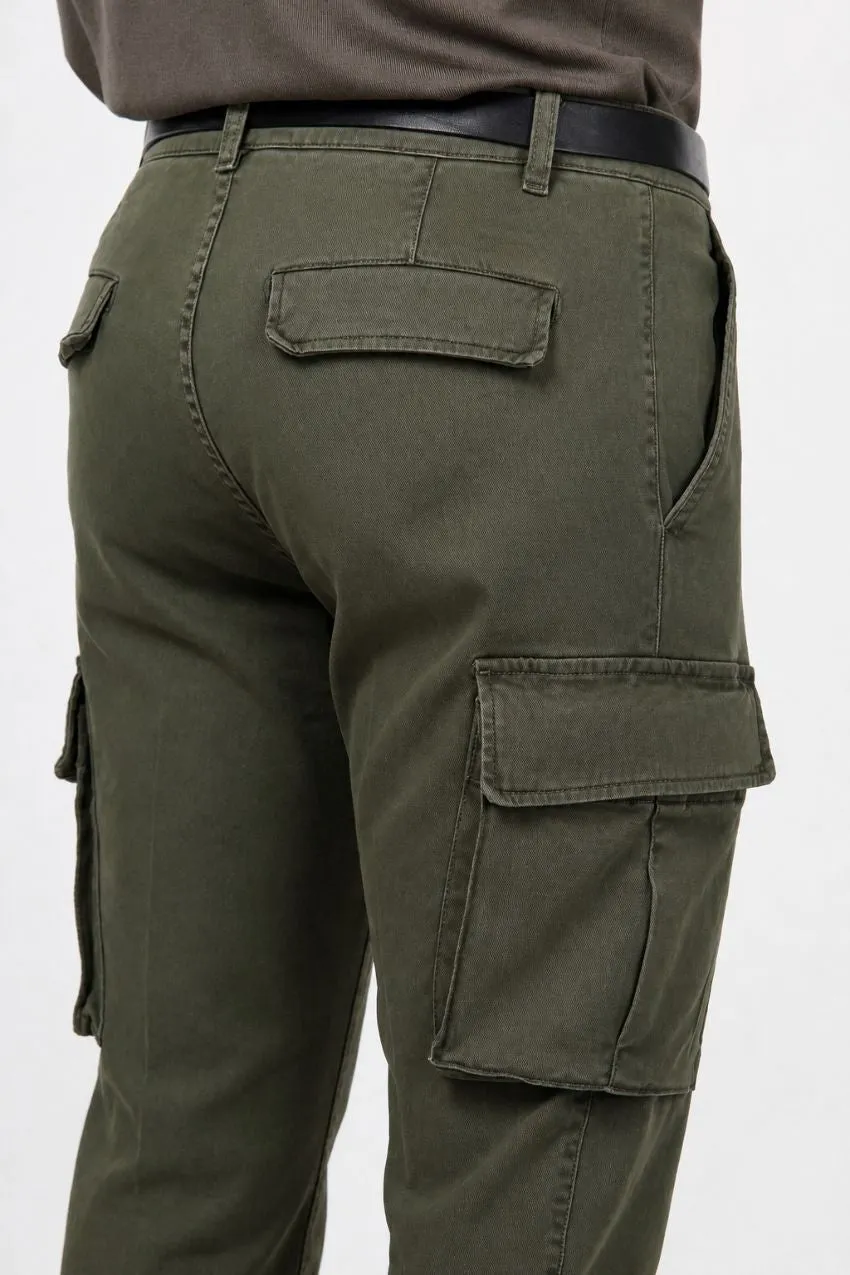 Mason's Chile Extra Slim cargobukser skovgrøn stretch
