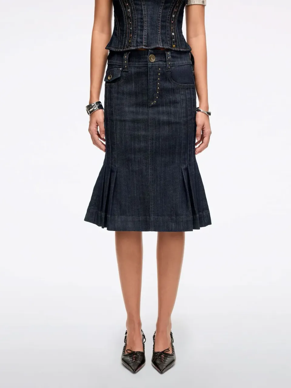Miss Sixty Mermaid denimnederdel mørkeblå midi