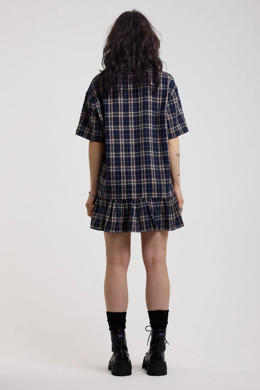 The Ragged Priest Drill Tartan minikjole blå tern