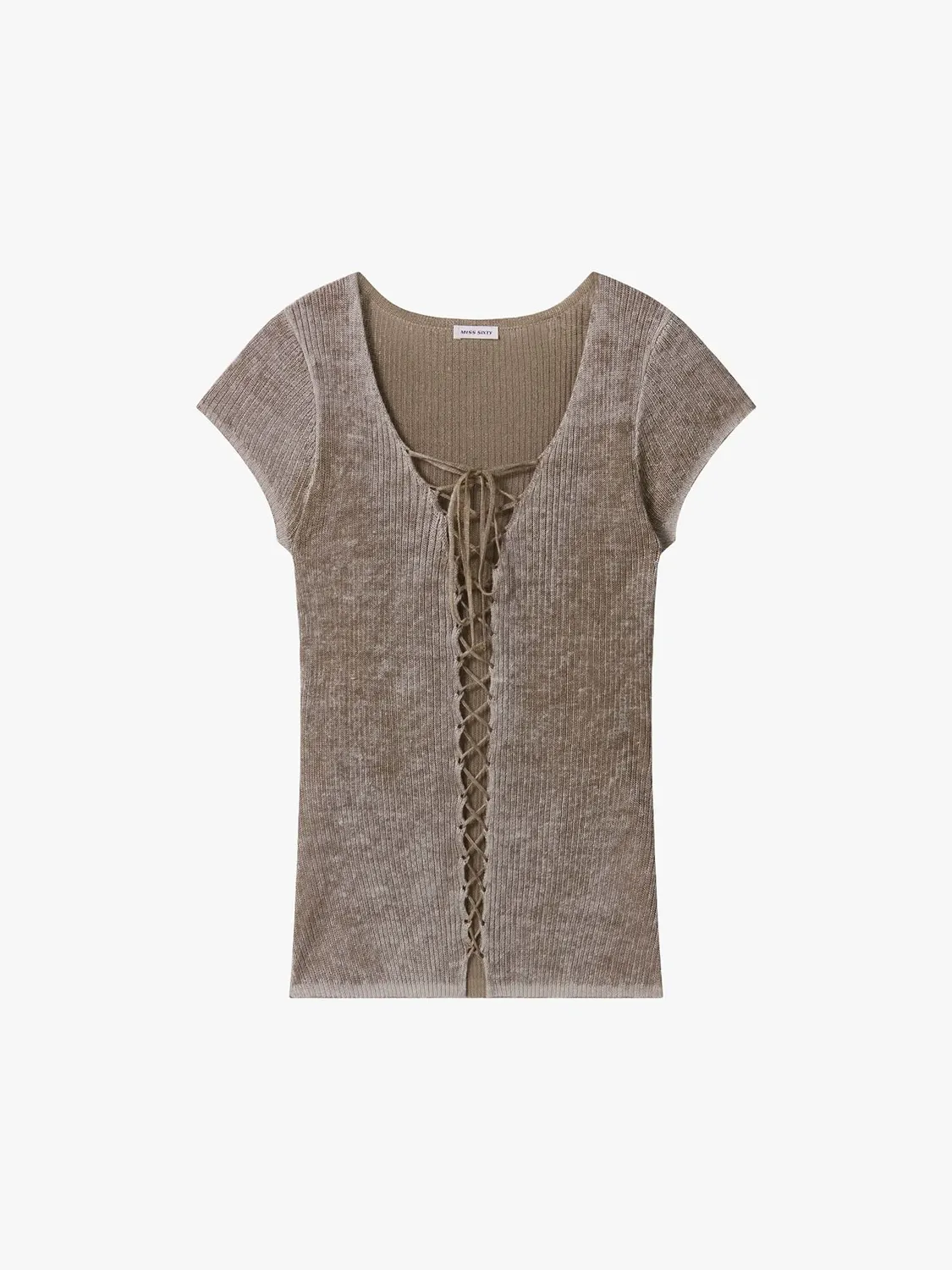 Miss Sixty strik top vintage coffee V-hals cropped