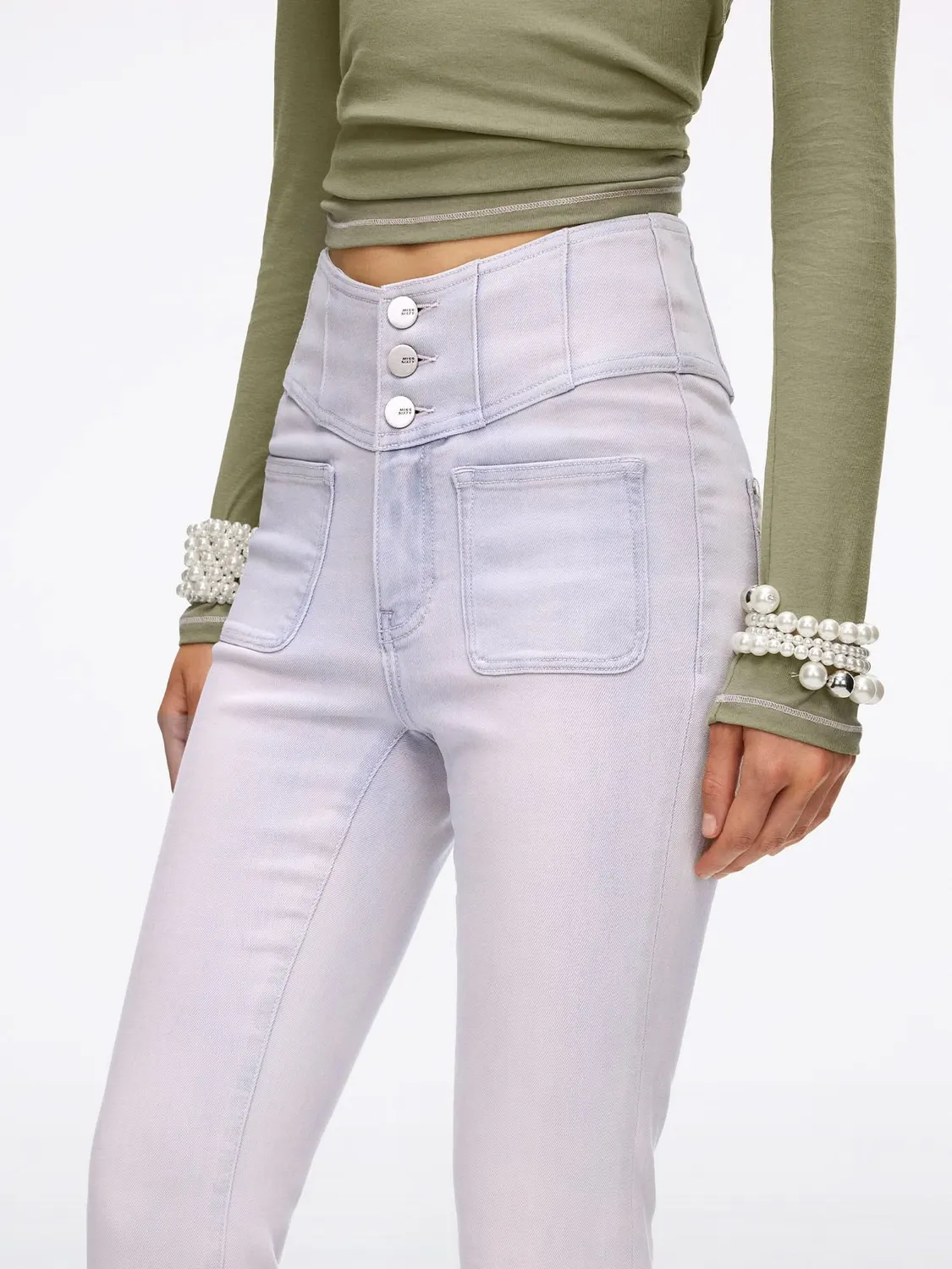 Miss Sixty Glenda Plus 5 flare jeans lyseblå V-talje