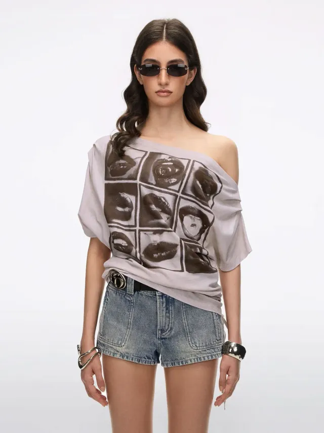 Miss Sixty 6M2SJ40000 T-shirt mørkerød off-shoulder