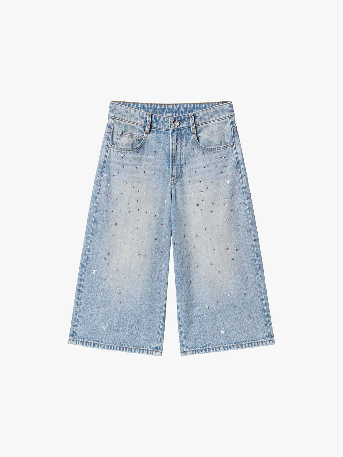 Miss Sixty Rhinestone denimshorts mellemblå 26