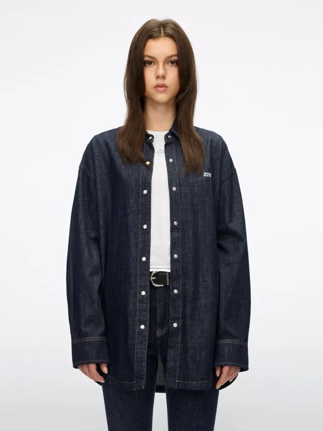 Miss Sixty Logo denimskjorte mørkeblå relaxed fit