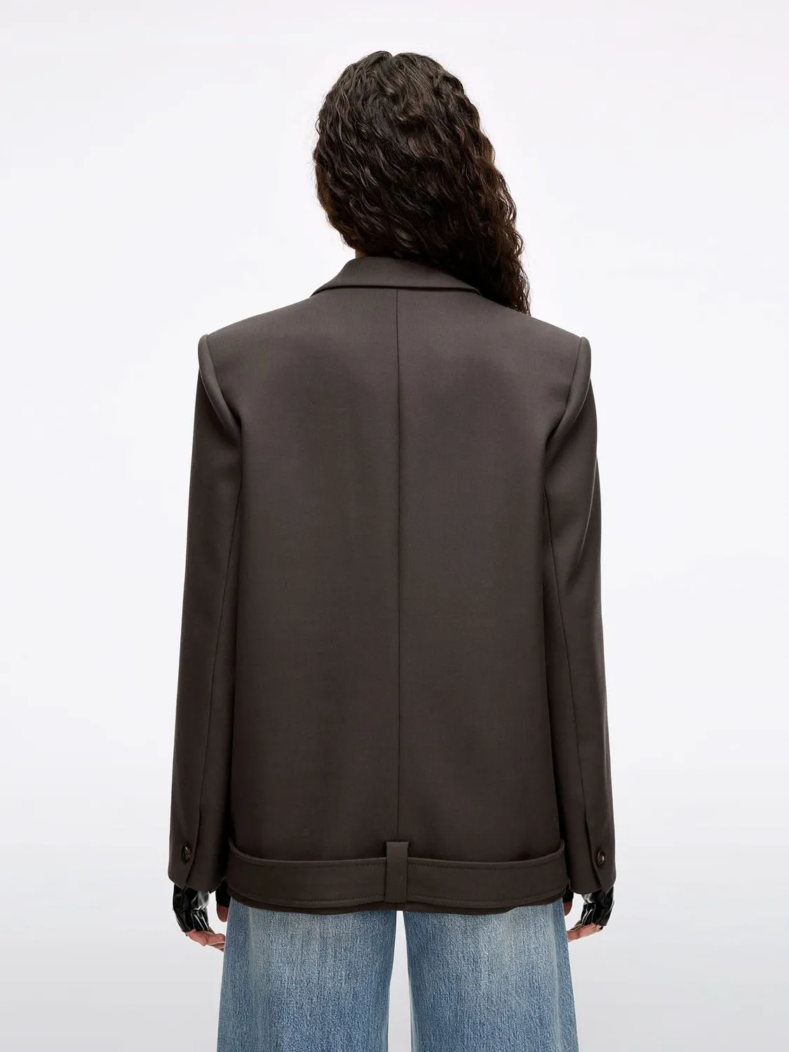 Miss Sixty Wool Tailored blazer Fuscous Brown dobbeltradet