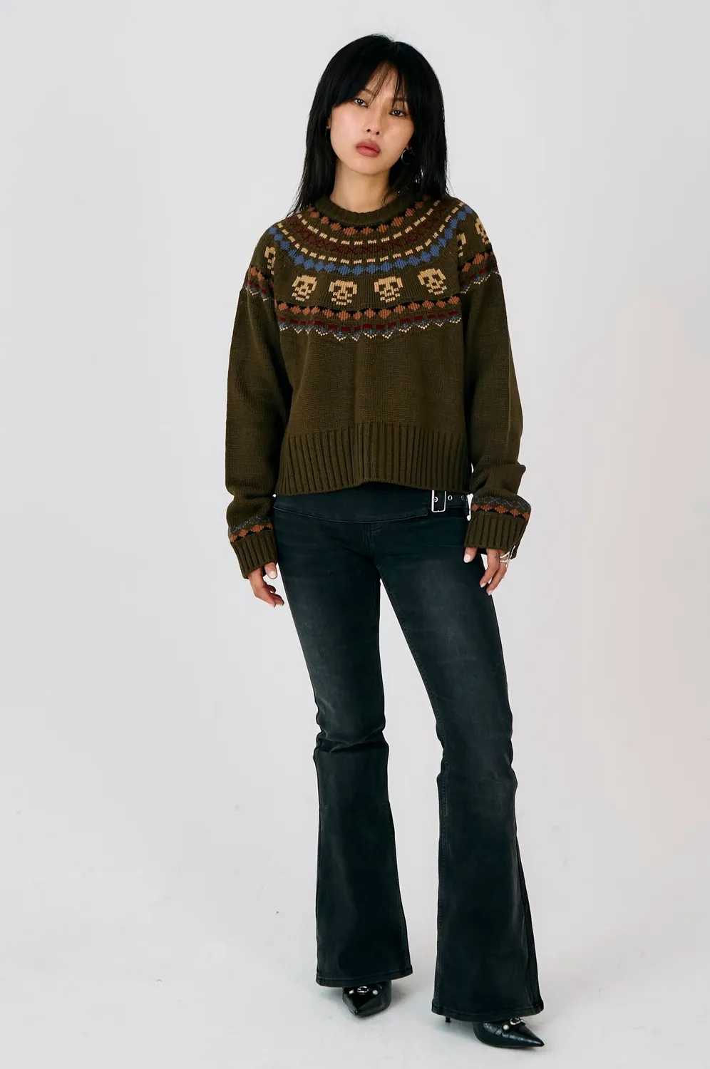 The Ragged Priest Hamlet Grunge Fair Isle strik M khaki