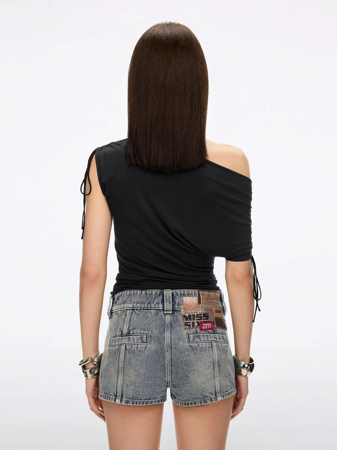 Miss Sixty Asymmetric Shoulder t-shirt army green snøre