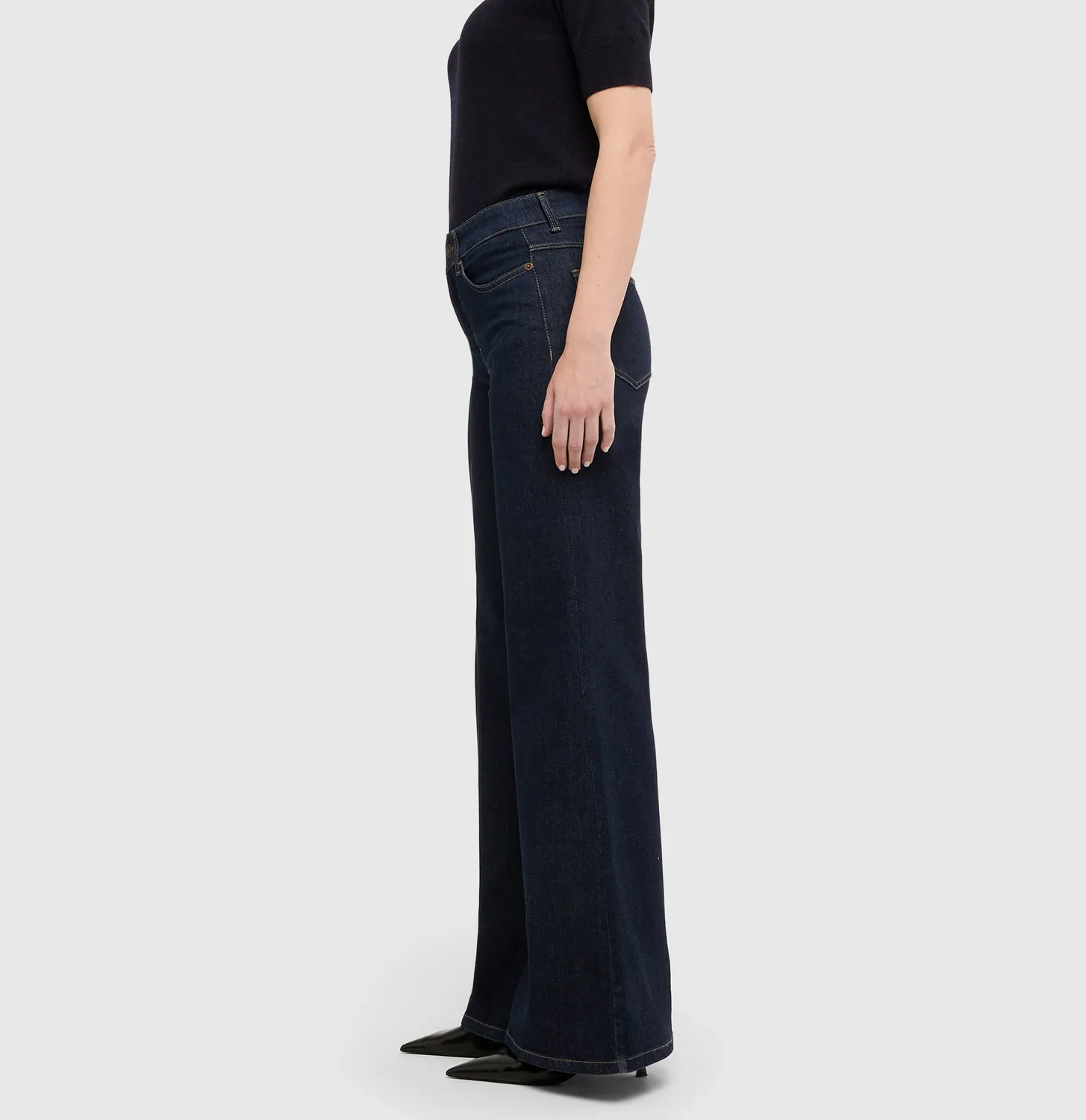 MAC Wide Flare jeans mørkeblå vintage stretch