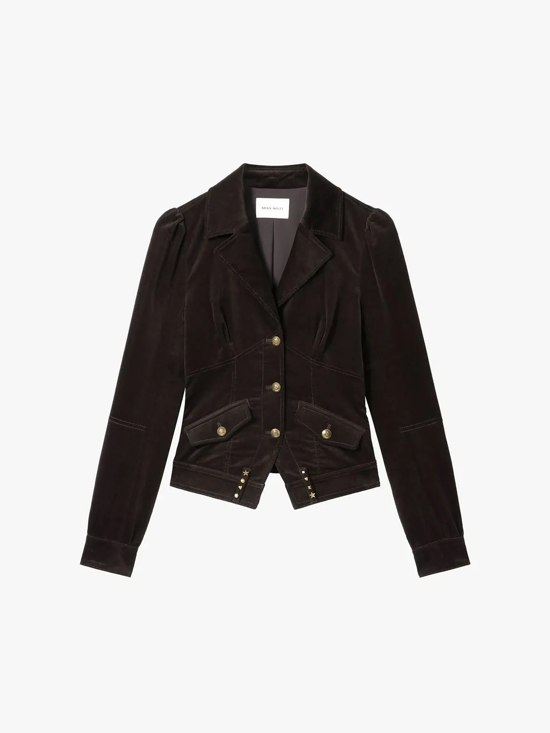 Miss Sixty Studded fløjlsjakke brun cropped