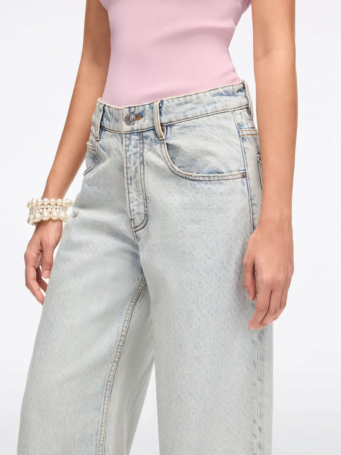 Miss Sixty Barrel jeans light blue rhinsten carrot-leg