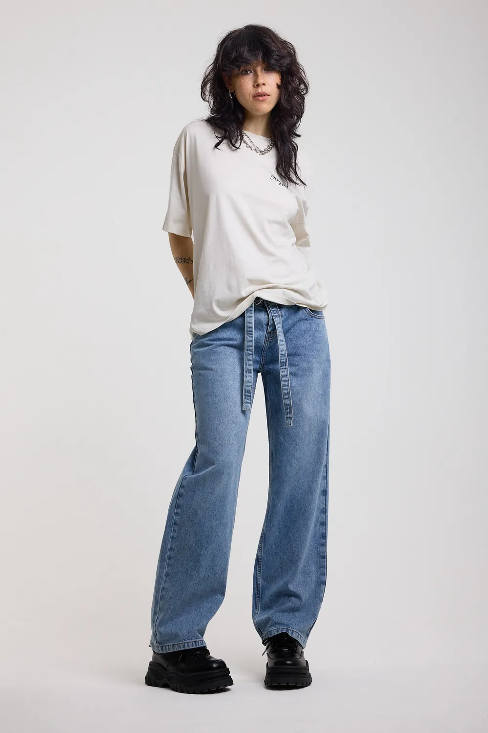 The Ragged Priest Chore Low Rise boyfriend jeans str. 28 blå