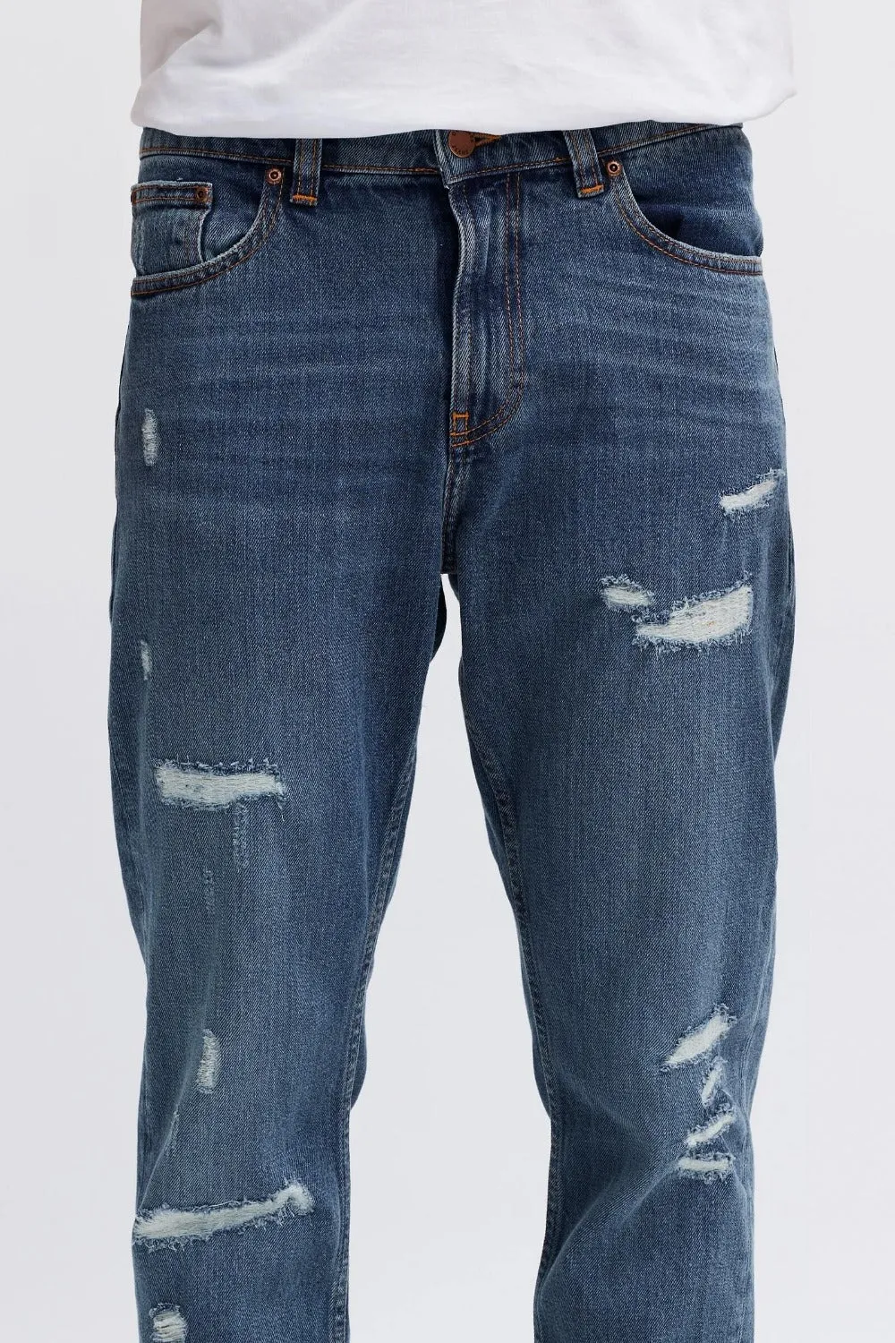 Organsk Atlantic Crisp Air regular jeans mid blue rip