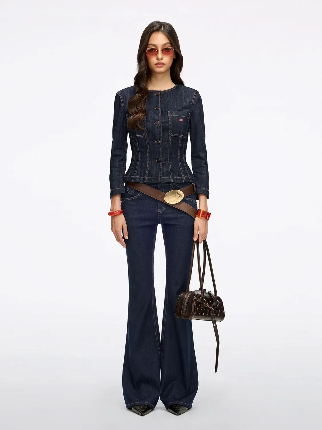 Miss Sixty denimjakke mørkeblå cropped regular