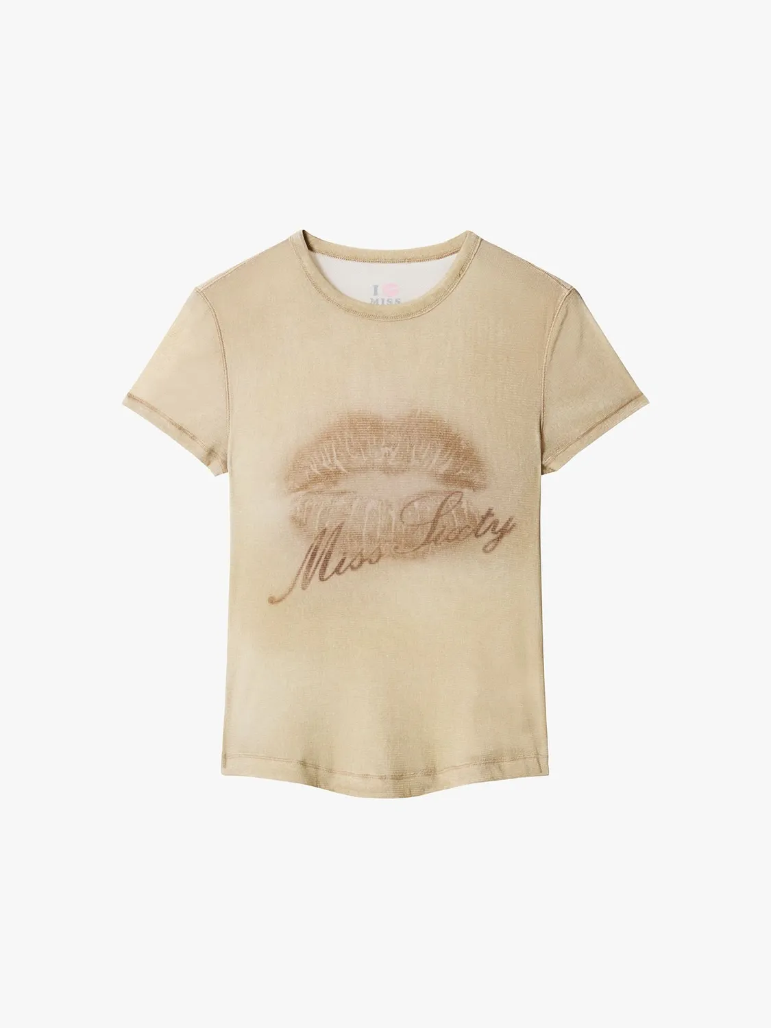 Miss Sixty t-shirt læbeprint beige vintage vask