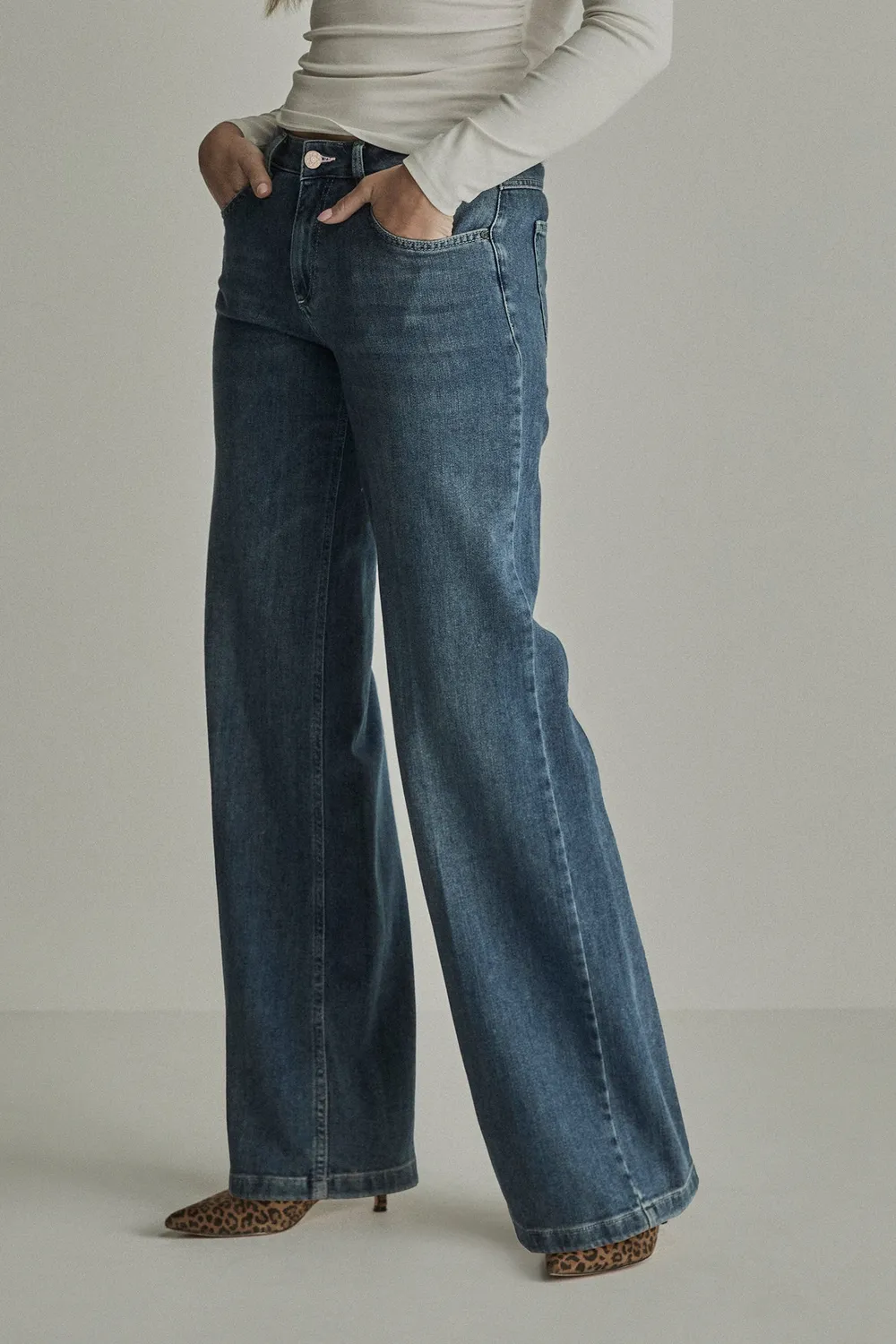 Para Mi Mira jeans Used Air Blue vid høj talje