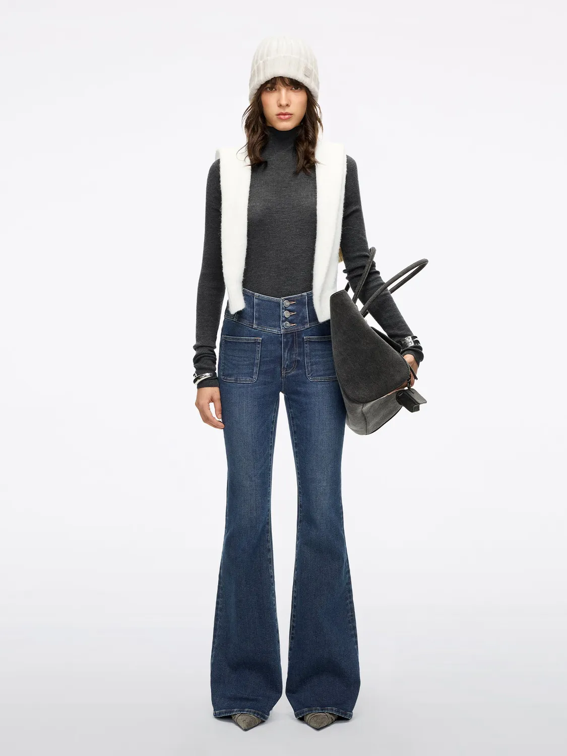 Miss Sixty Glenda Plus 5 flare jeans dark blue høj talje