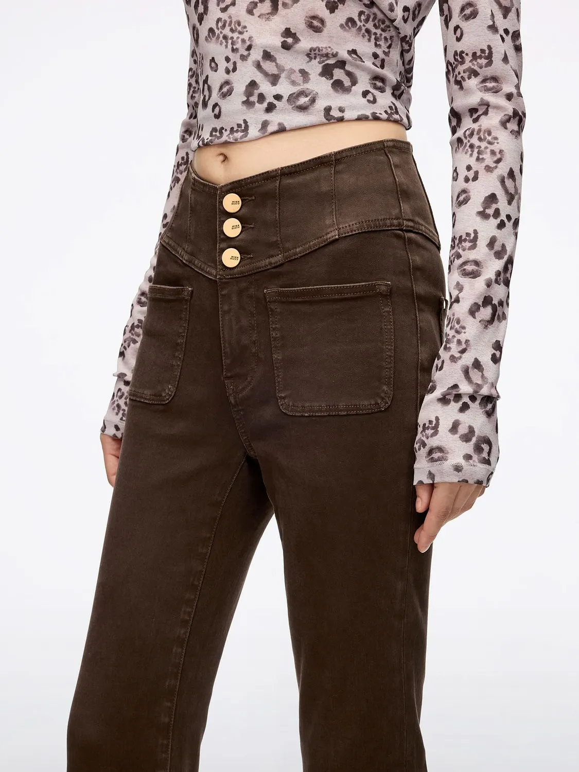 Miss Sixty Glenda Plus 5 flare jeans brun høj talje