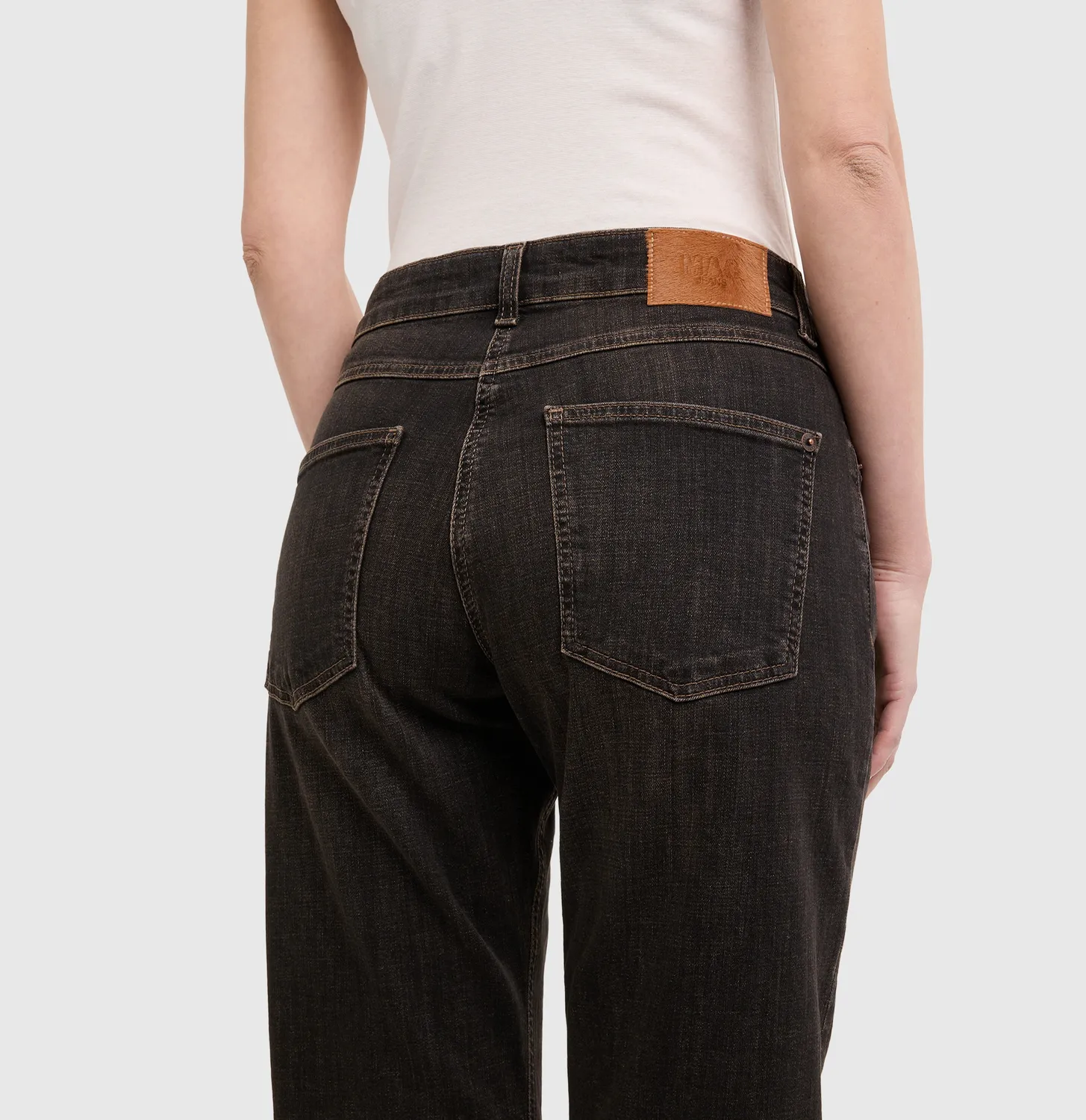 MAC Gina Straight jeans dame grå stretch vintage