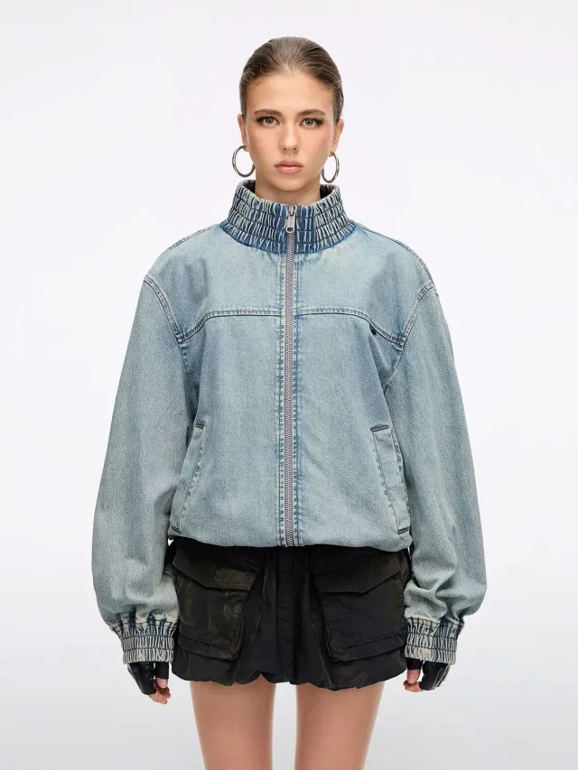 Miss Sixty Rhinestone denimjakke blå vinger XS-L
